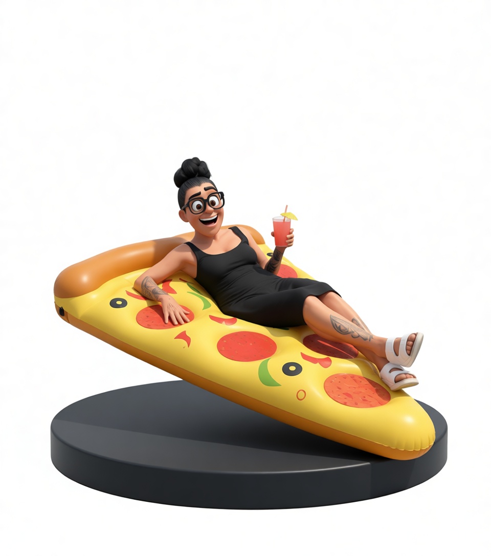 Woman on Pizza Float Figurine free 3D printable STL