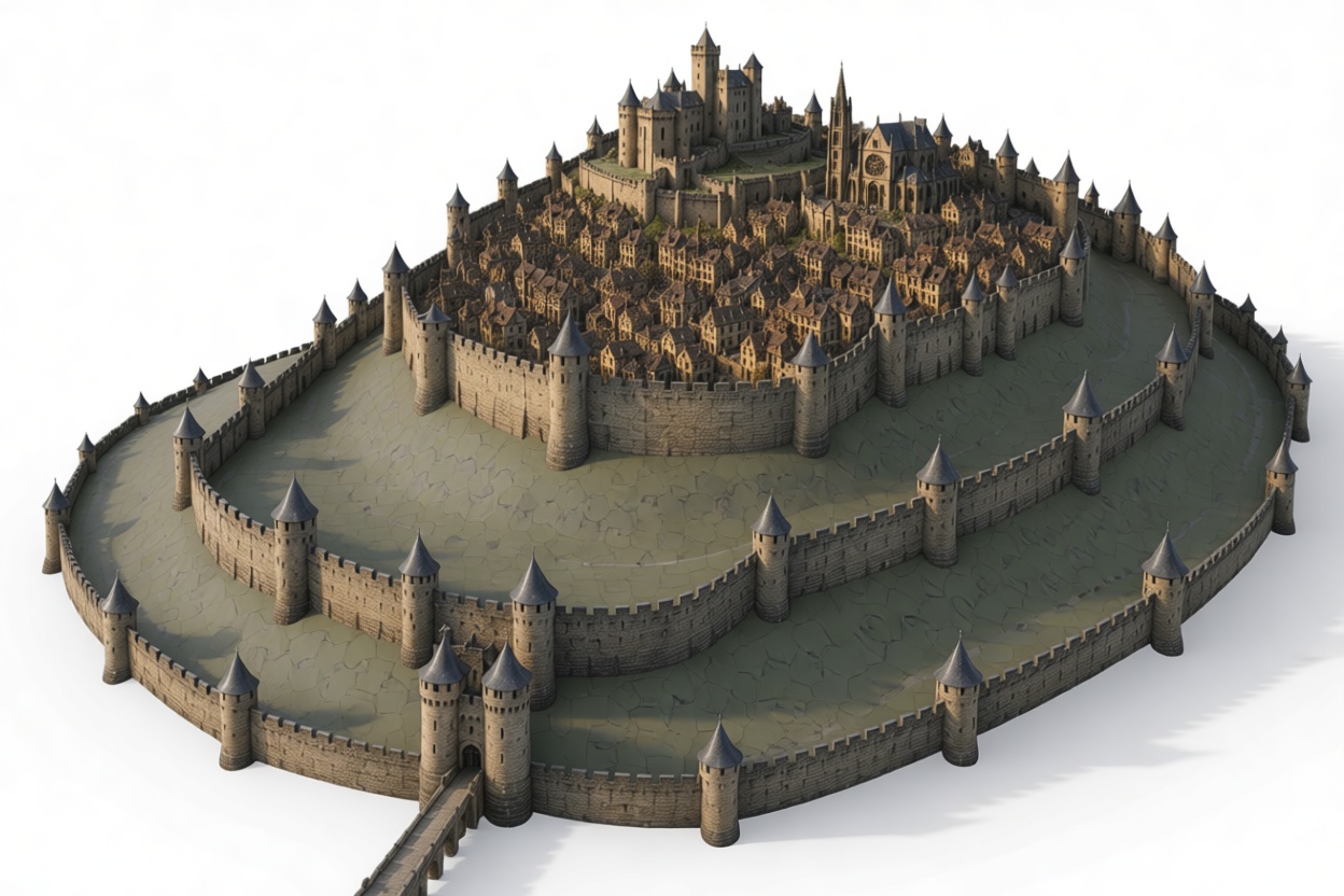 Medieval Walled City Model free 3D printable STL