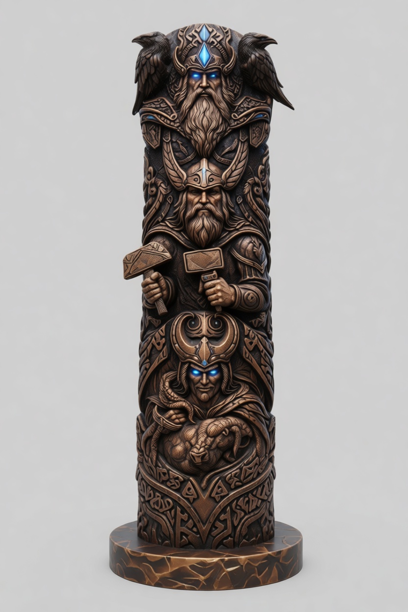 Norse Gods Totem Statue free 3D printable STL
