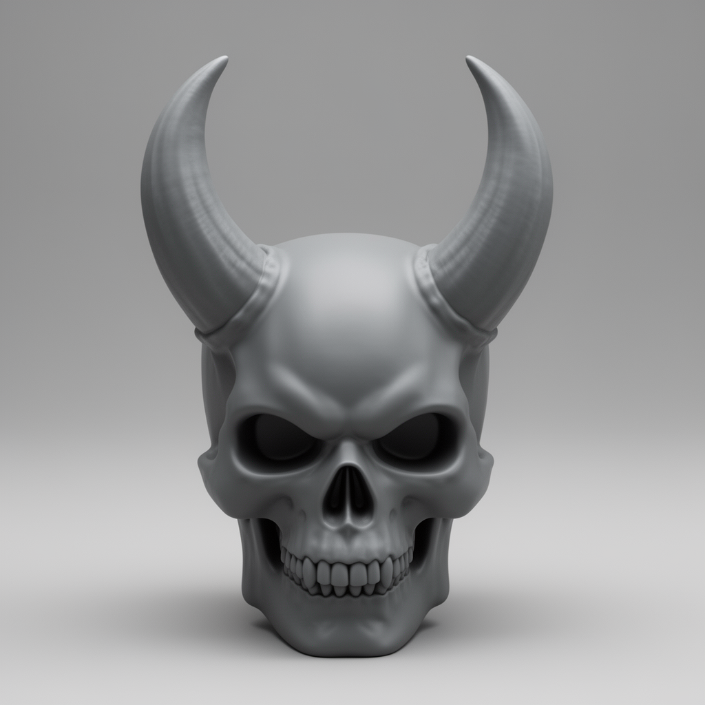Evil Skull Horned Figurine free 3D printable STL
