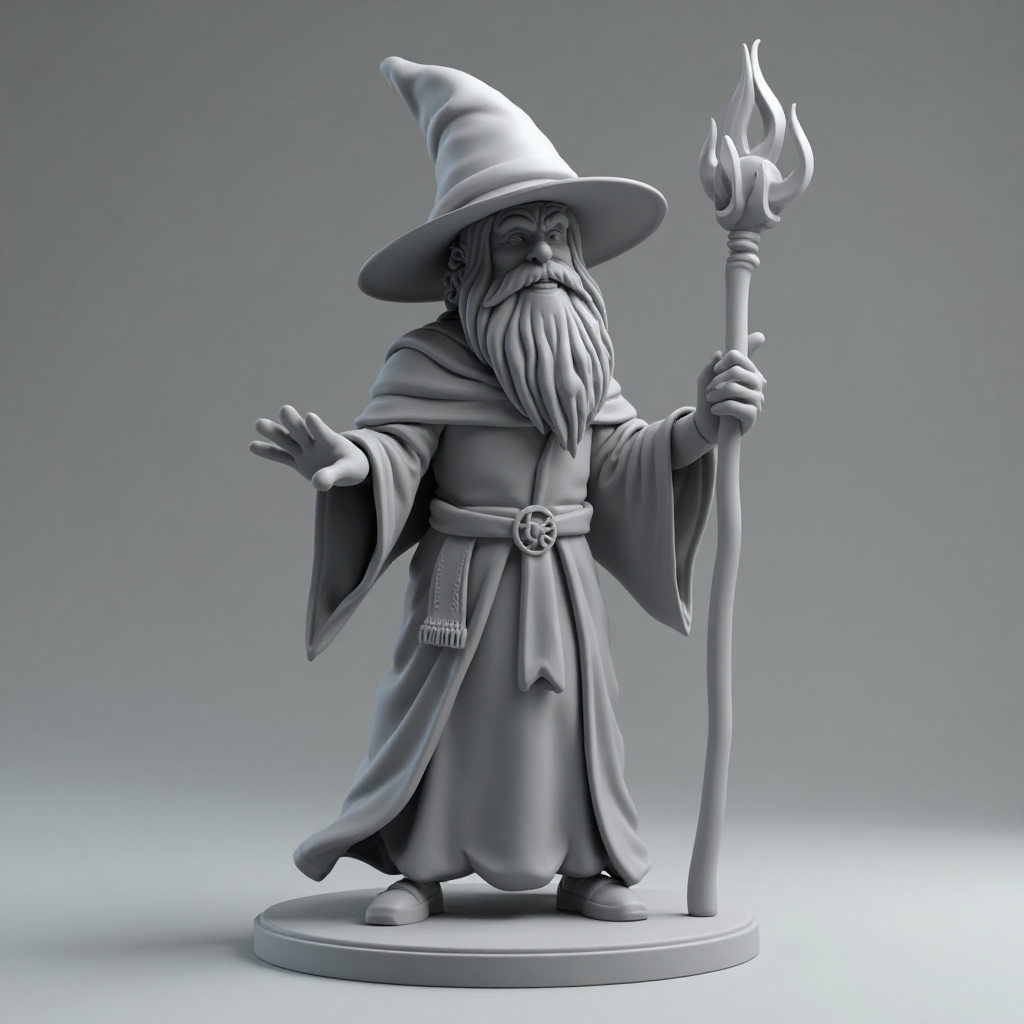 Wizard Casting Spell Figurine free 3D printable STL