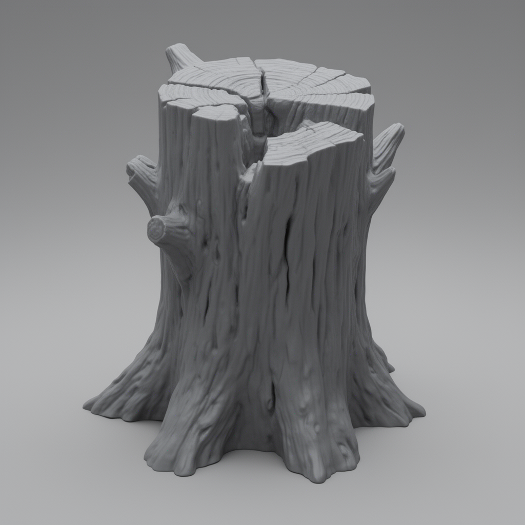 Realistic Tree Stump Model free 3D printable STL