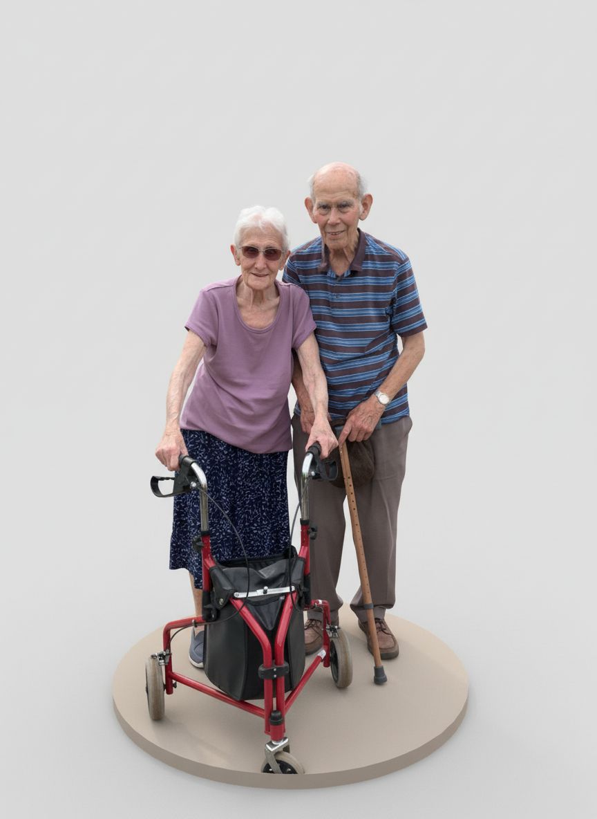 Elderly Couple with Walkers free 3D printable STL