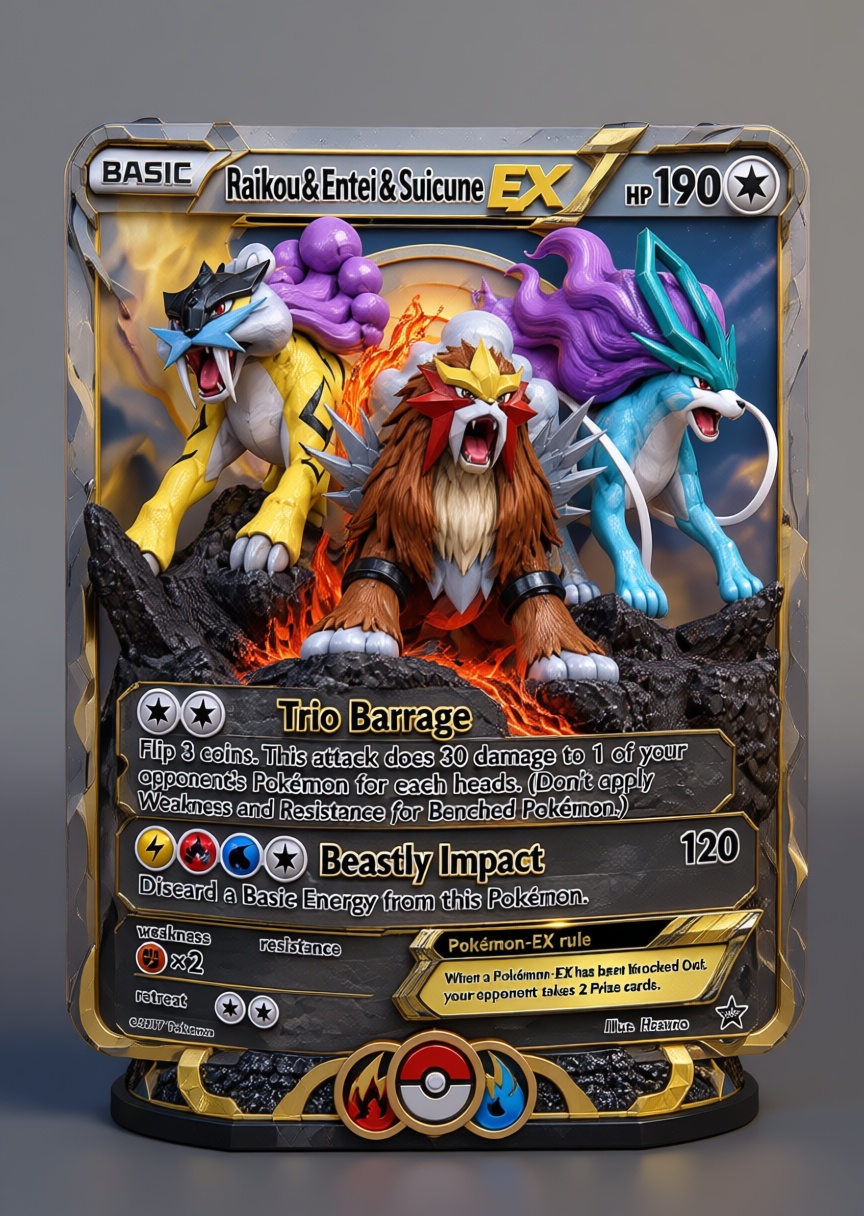 Raikou Entei Suicune Figurine free 3D printable STL