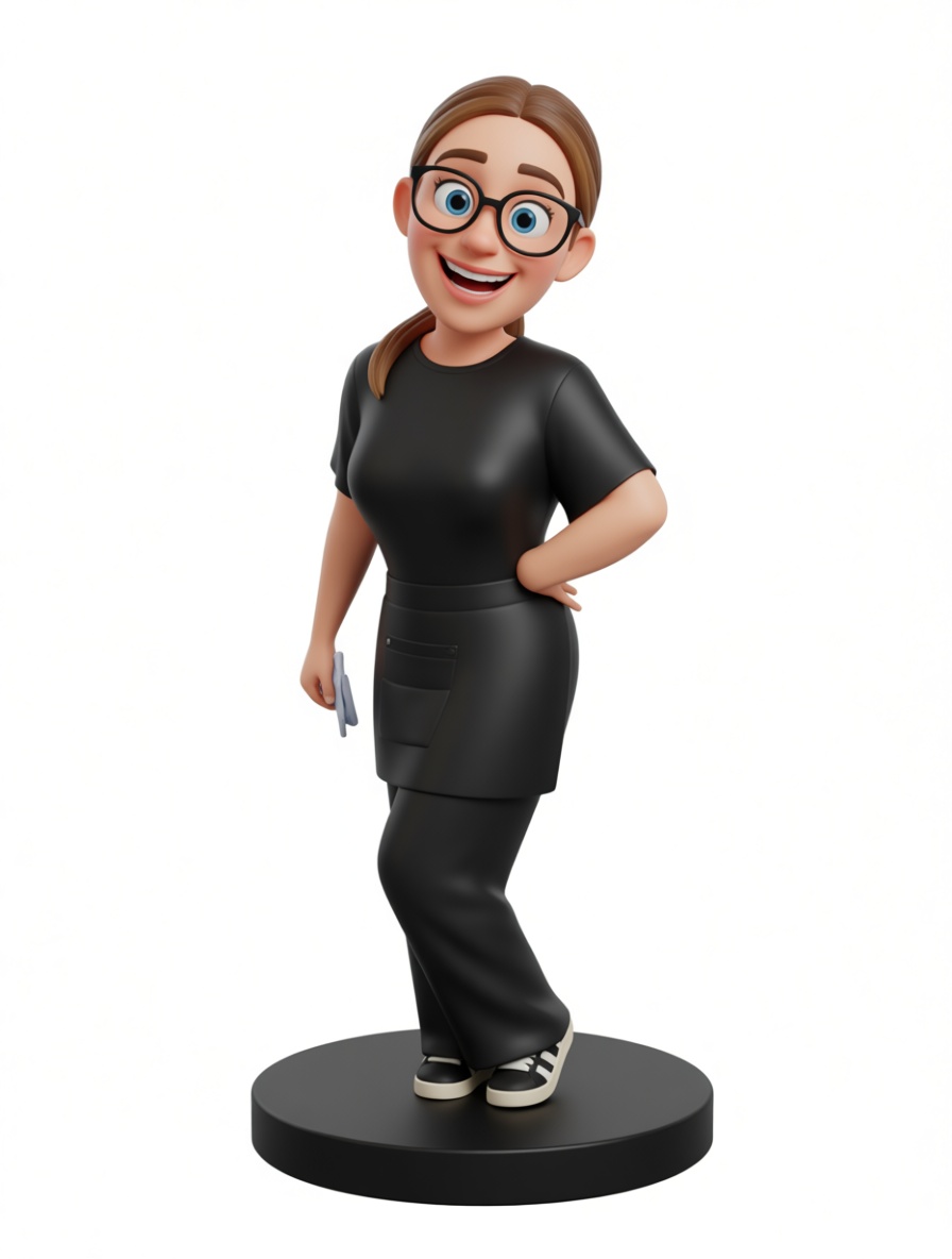 Happy Female Barista Figurine free 3D printable STL