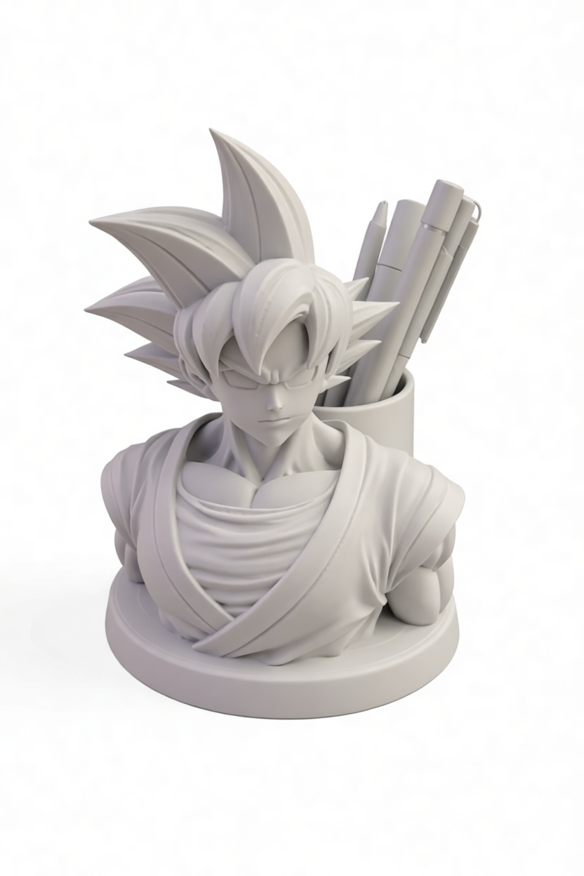 Goku Bust Pen Holder free 3D printable STL