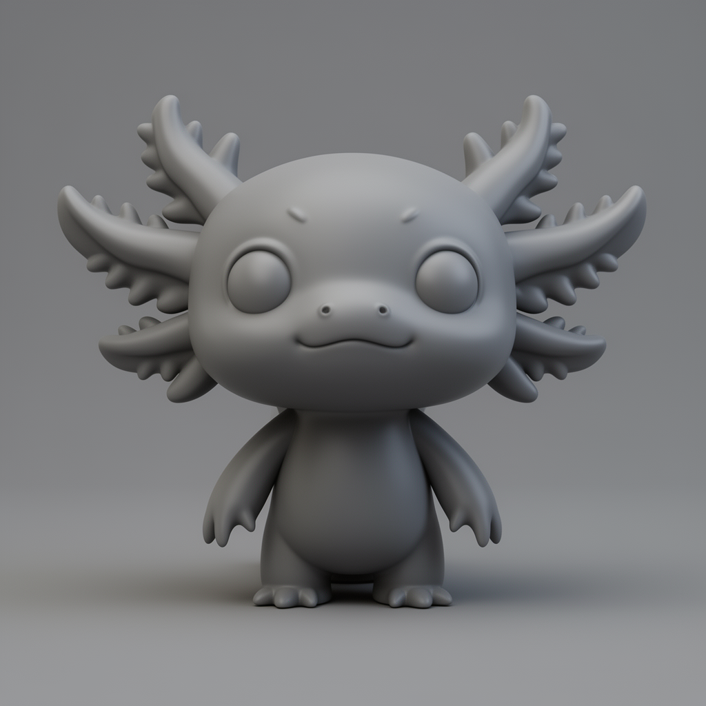 Chibi Axolotl Figurine free 3D printable STL