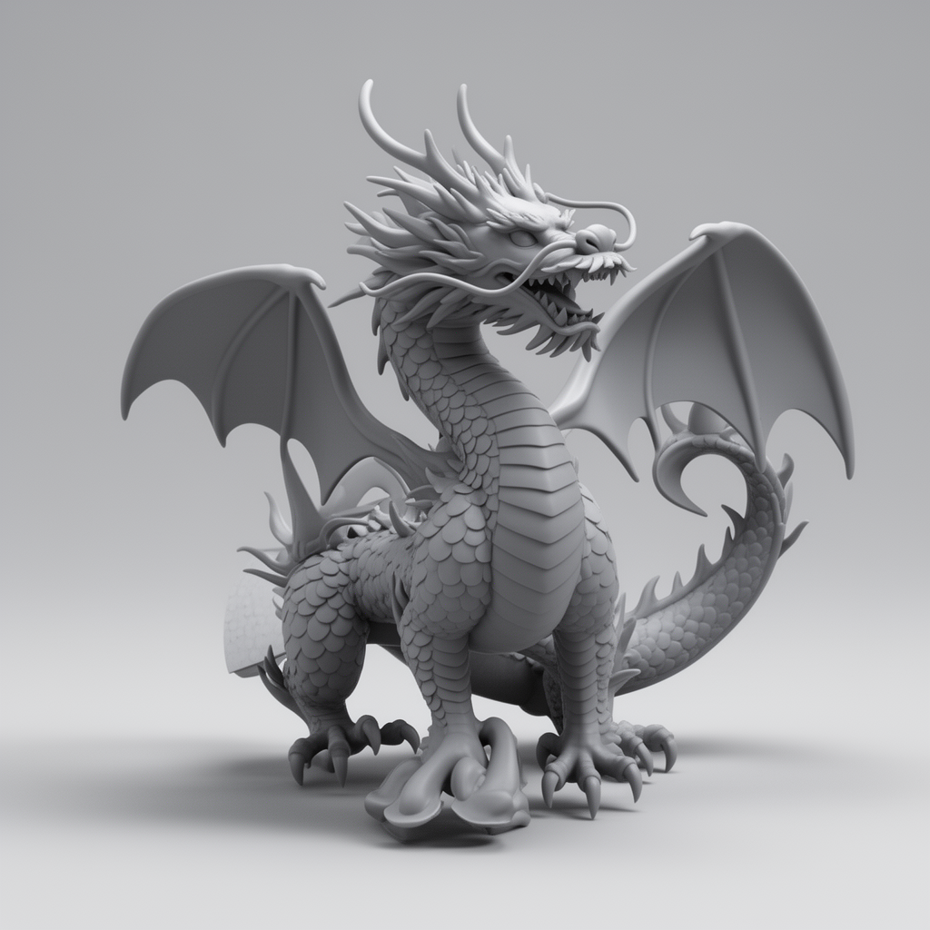 Black and White Dragon Figurine free 3D printable STL