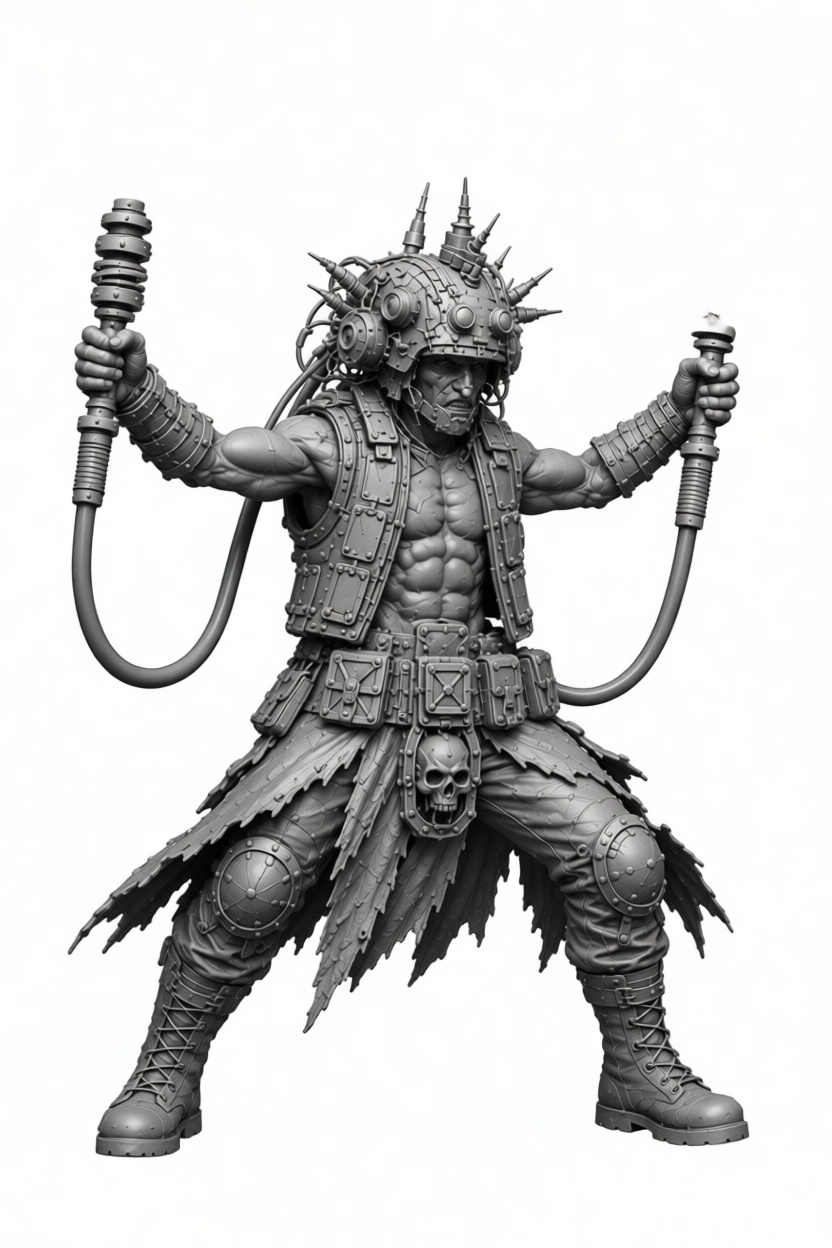 Post-Apocalyptic Warrior Figurine free 3D printable STL