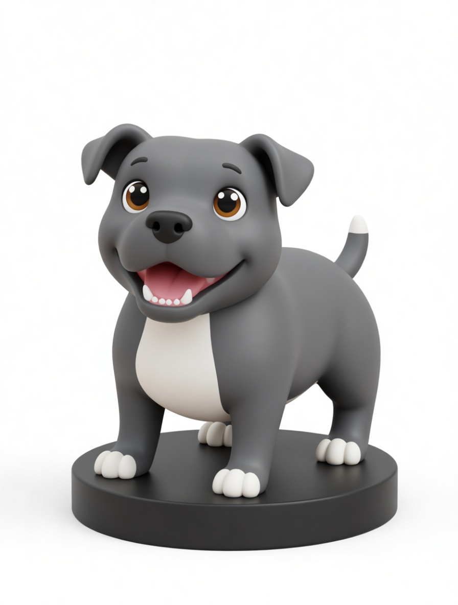 Cartoon Staffordshire Bull Terrier Figurine free 3D printable STL