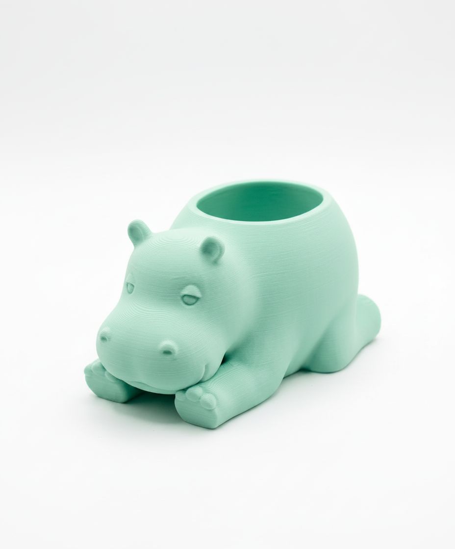 Hippo Planter Figurine free 3D printable STL