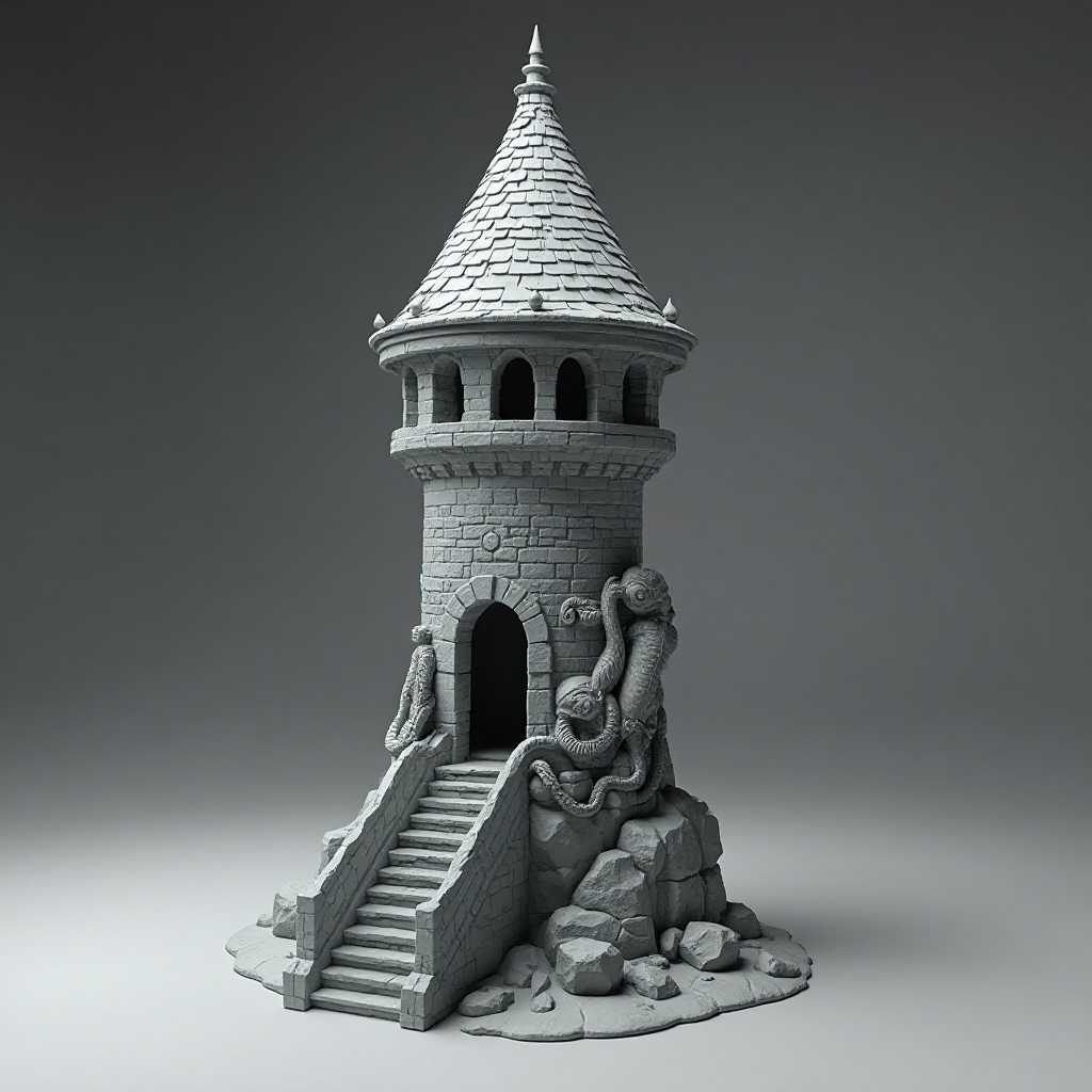 Fantasy Dragon Tower free 3D printable STL