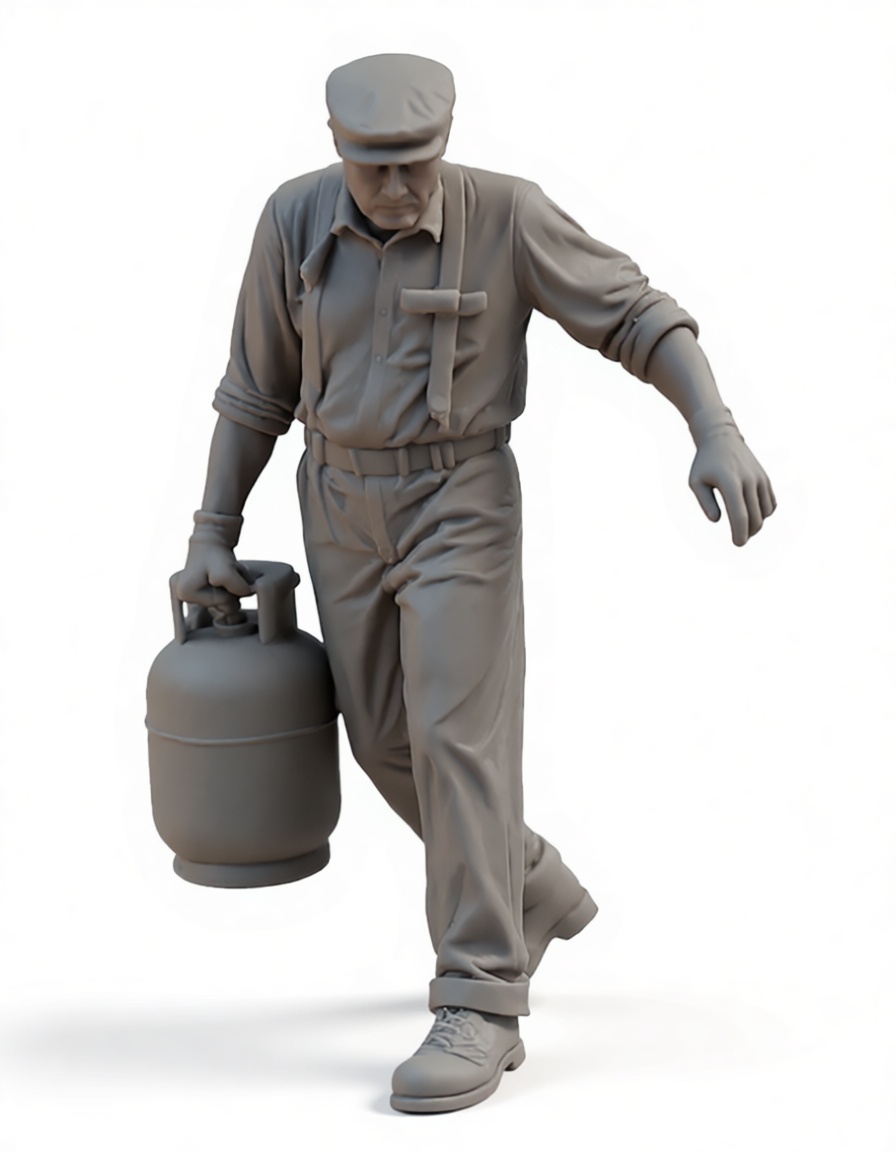 Worker Carrying Gas Cylinder Figurine free 3D printable STL