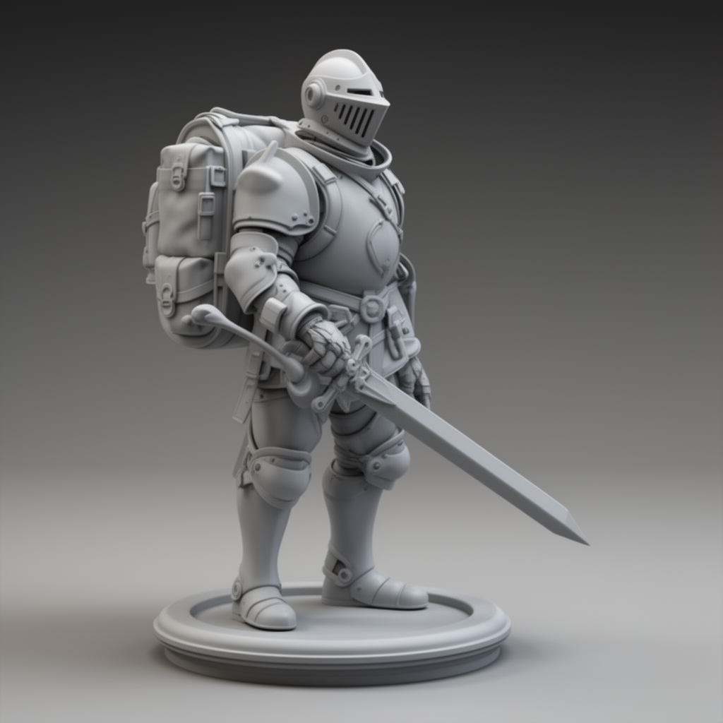 Backpacked Knight Figurine free 3D printable STL