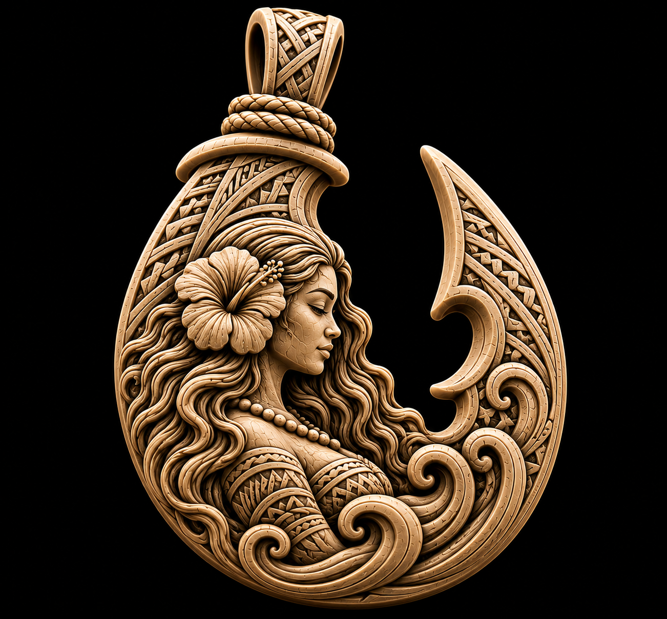 Polynesian Woman Hook Sculpture free 3D printable STL
