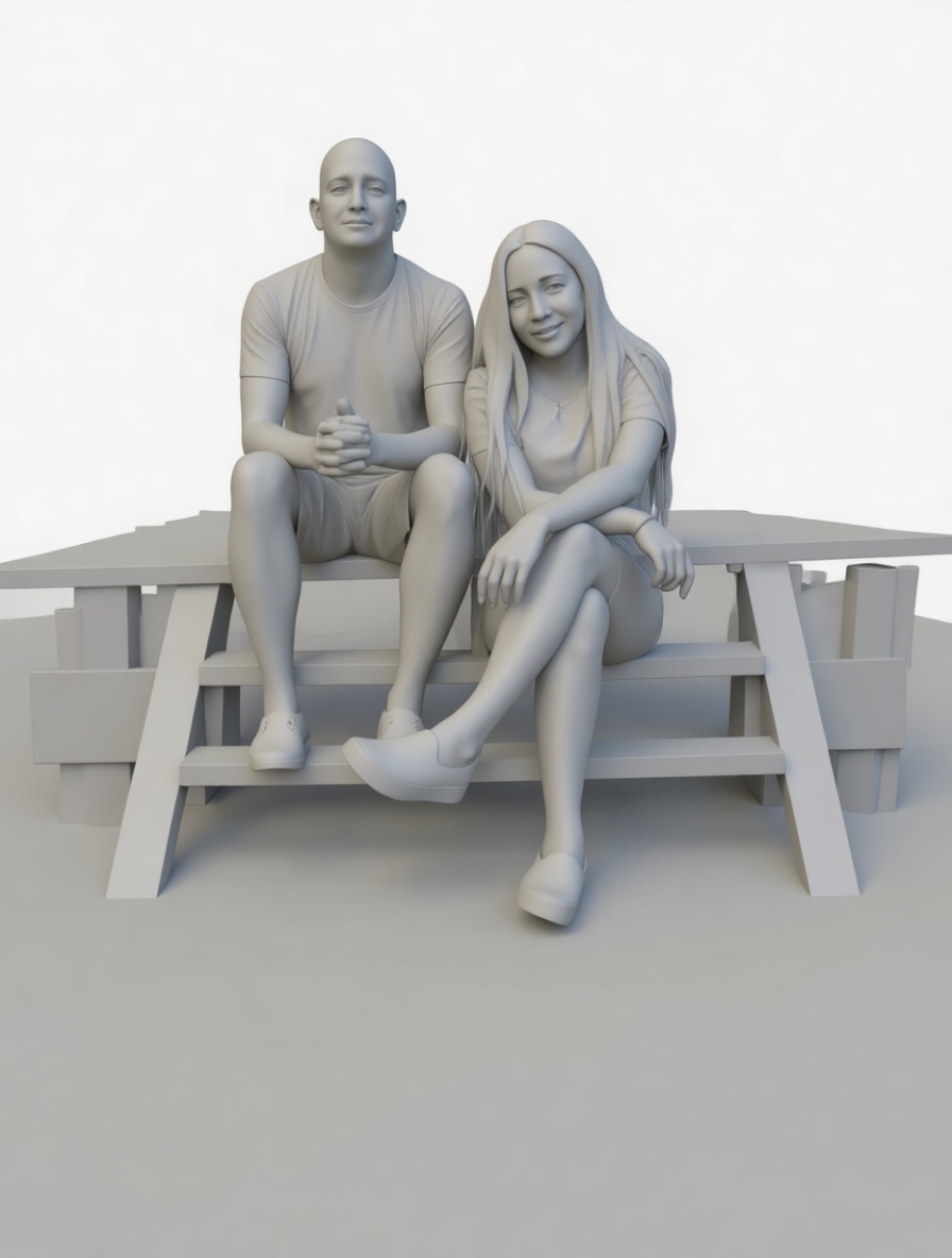 Couple Sitting Bench Statue free 3D printable STL