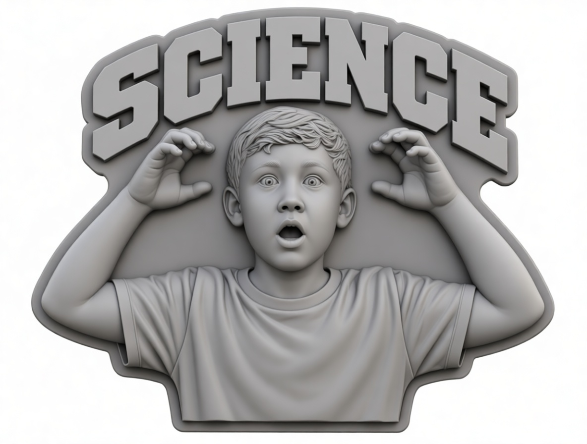 Surprised Boy Science Plaque free 3D printable STL
