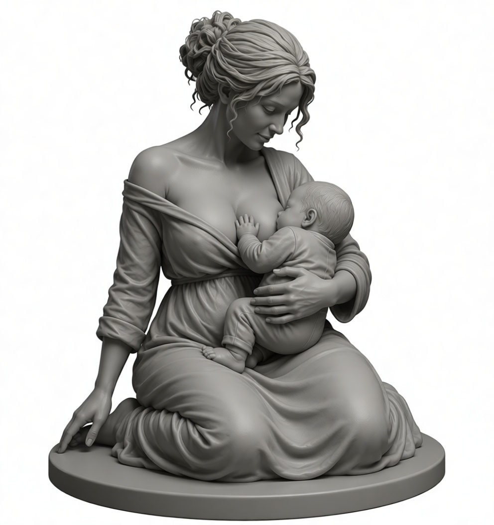 Mother Breastfeeding Sculpture free 3D printable STL
