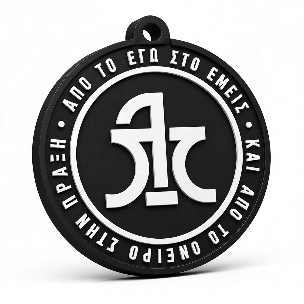 Greek Motto Keychain free 3D printable STL
