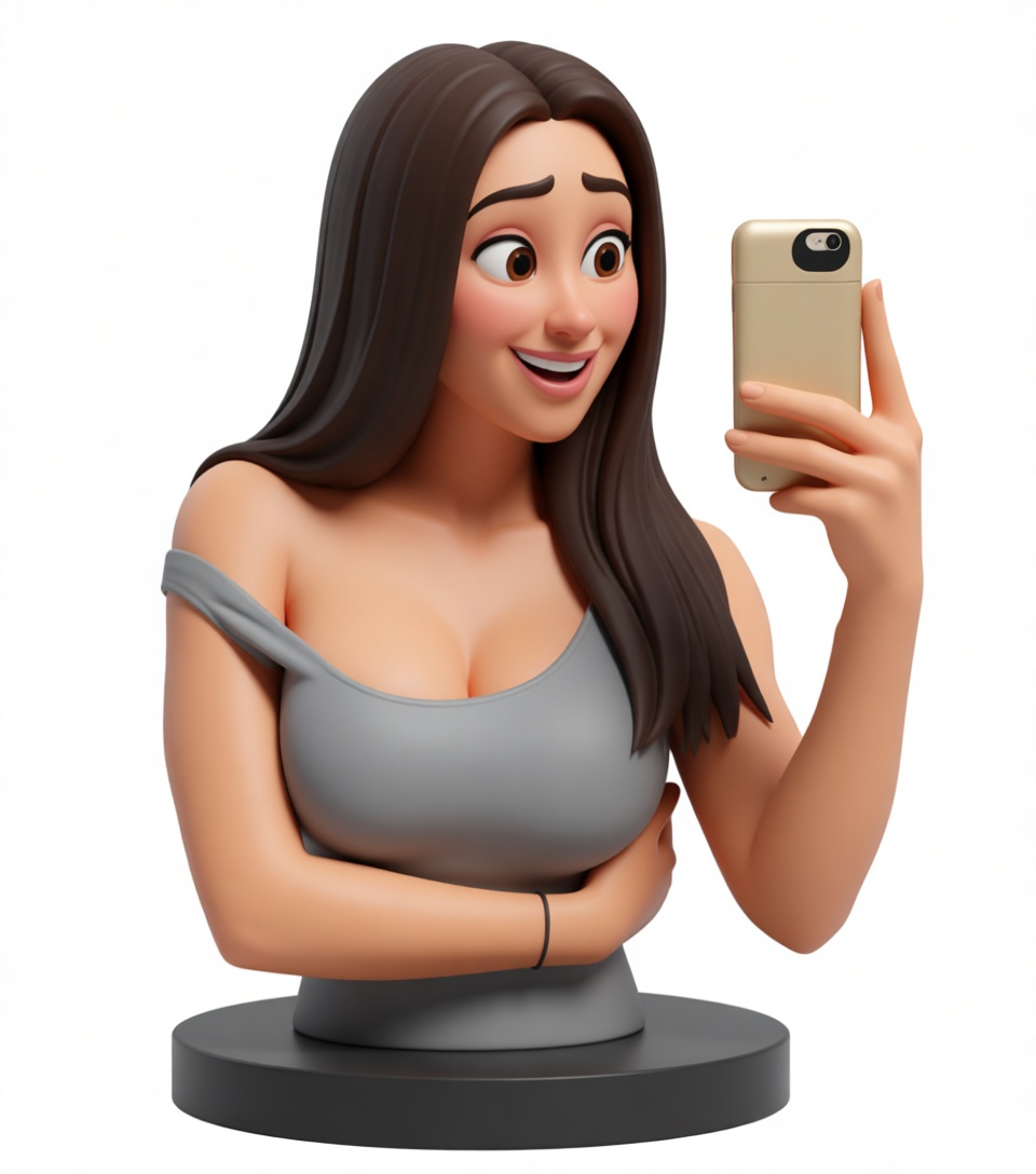 Girl Taking Selfie Bust free 3D printable STL
