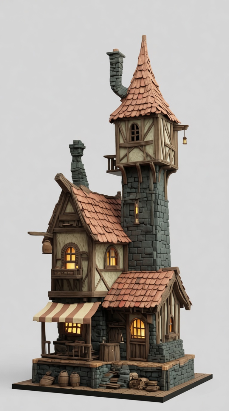 Medieval Tower House Model free 3D printable STL