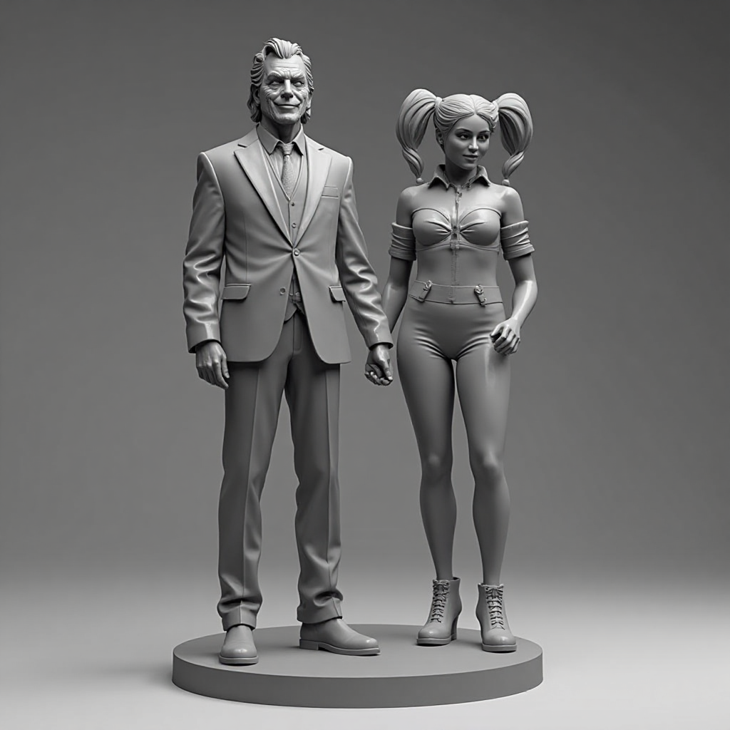 Joker and Harley Quinn Statue free 3D printable STL