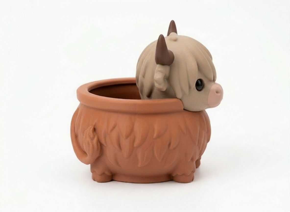 Highland Calf Planter free 3D printable STL