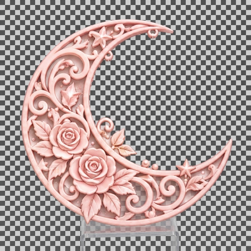 Floral Crescent Moon Sculpture free 3D printable STL