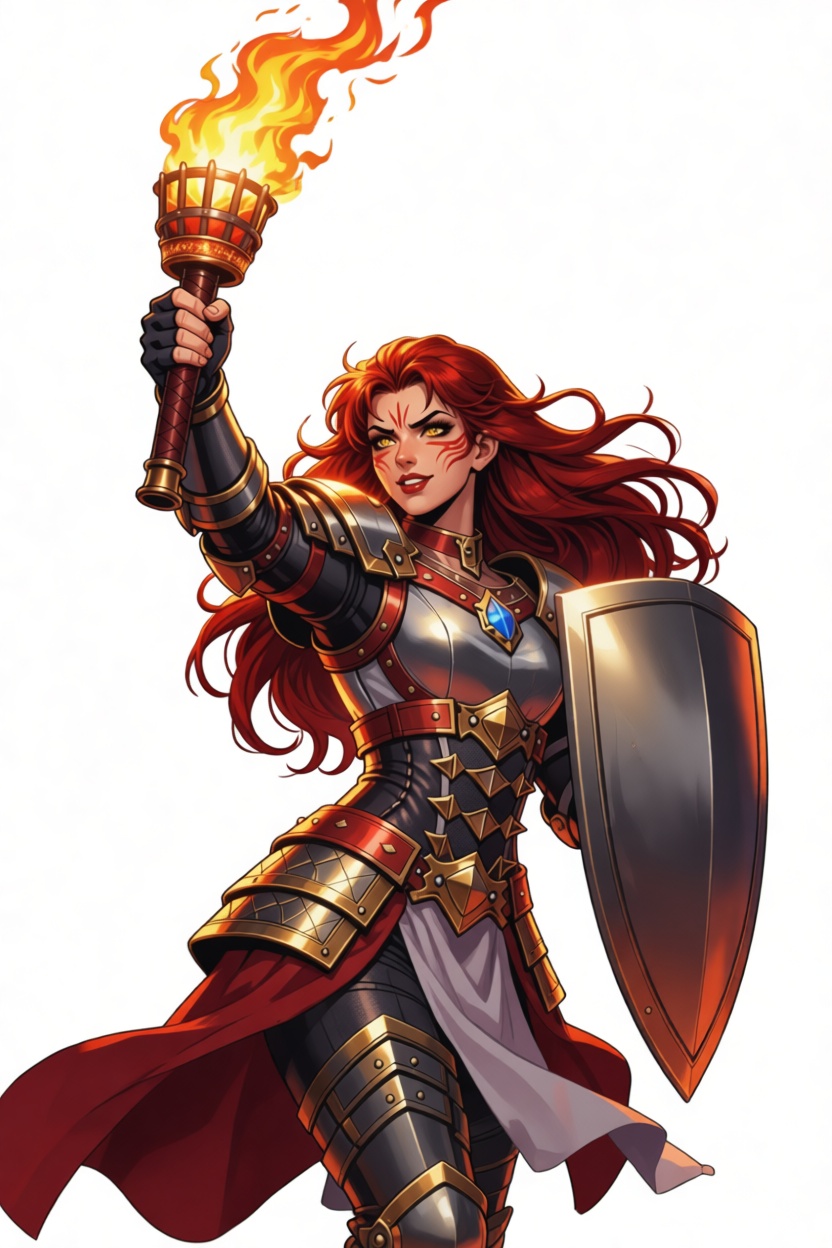 Red-Haired Female Paladin Figurine free 3D printable STL