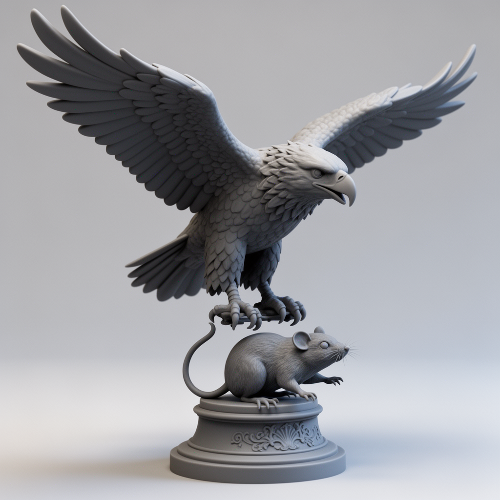 Eagle Hunting Mouse Statue free 3D printable STL