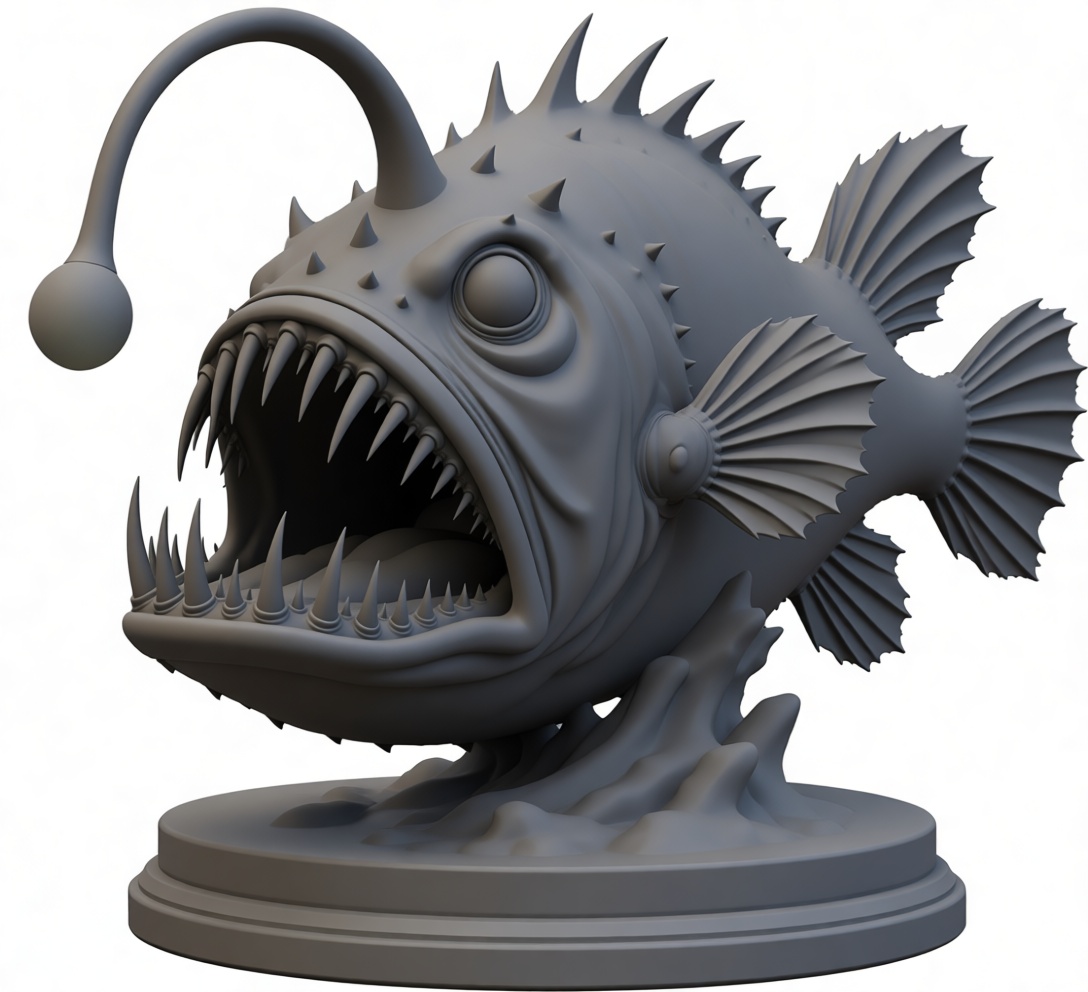 Anglerfish Sculpture free 3D printable STL