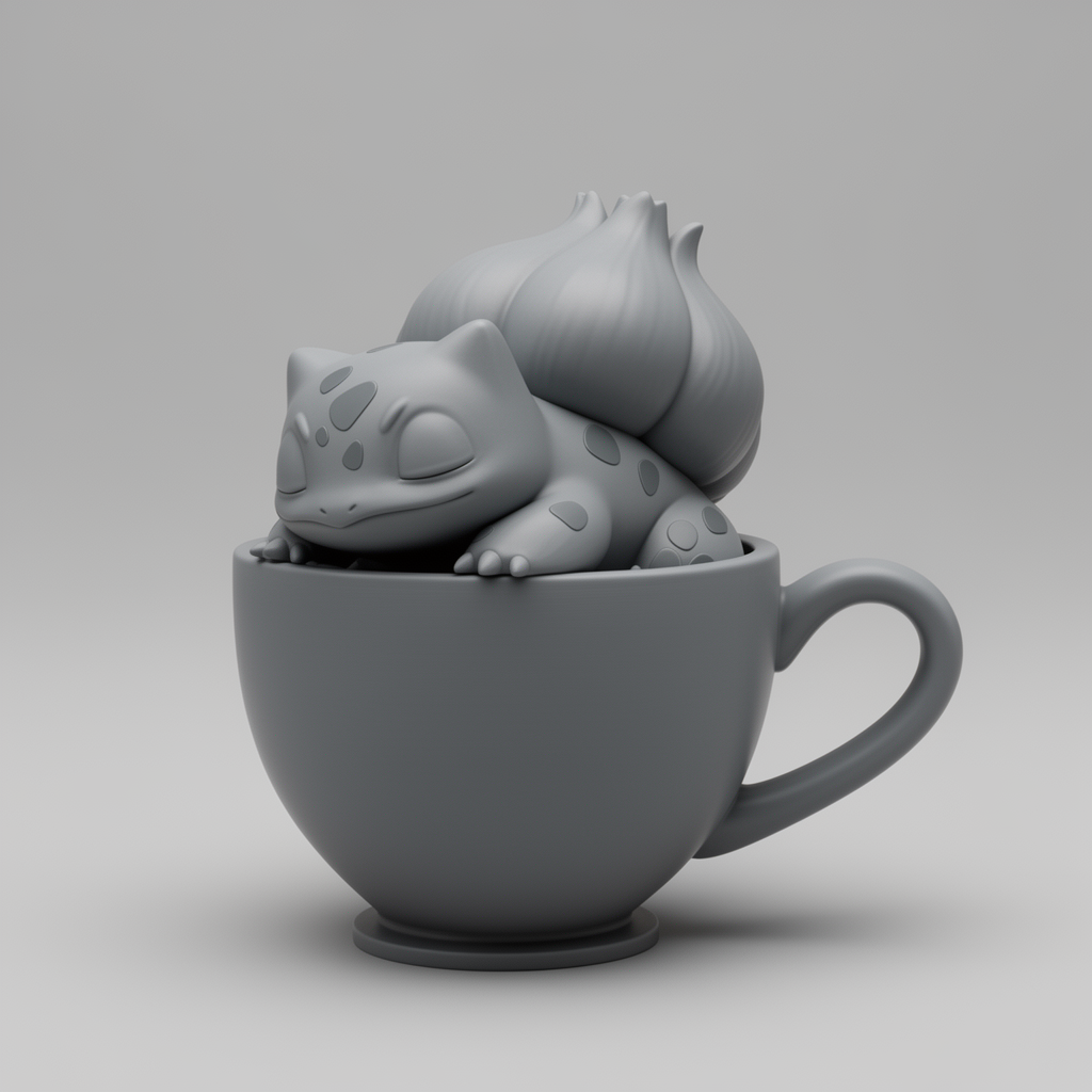 Bulbasaur Tea Cup Figurine free 3D printable STL