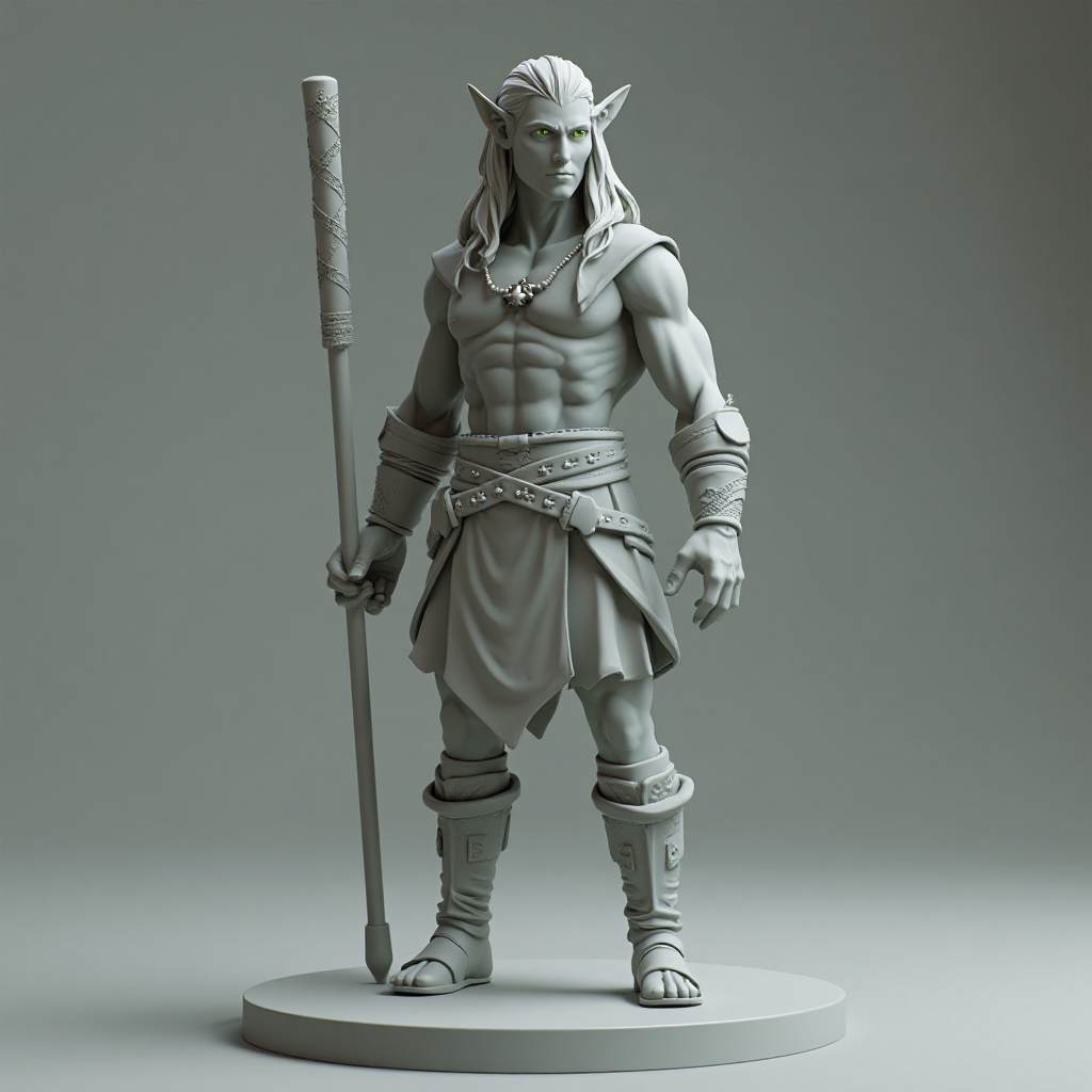 High Elf Monk Figurine free 3D printable STL