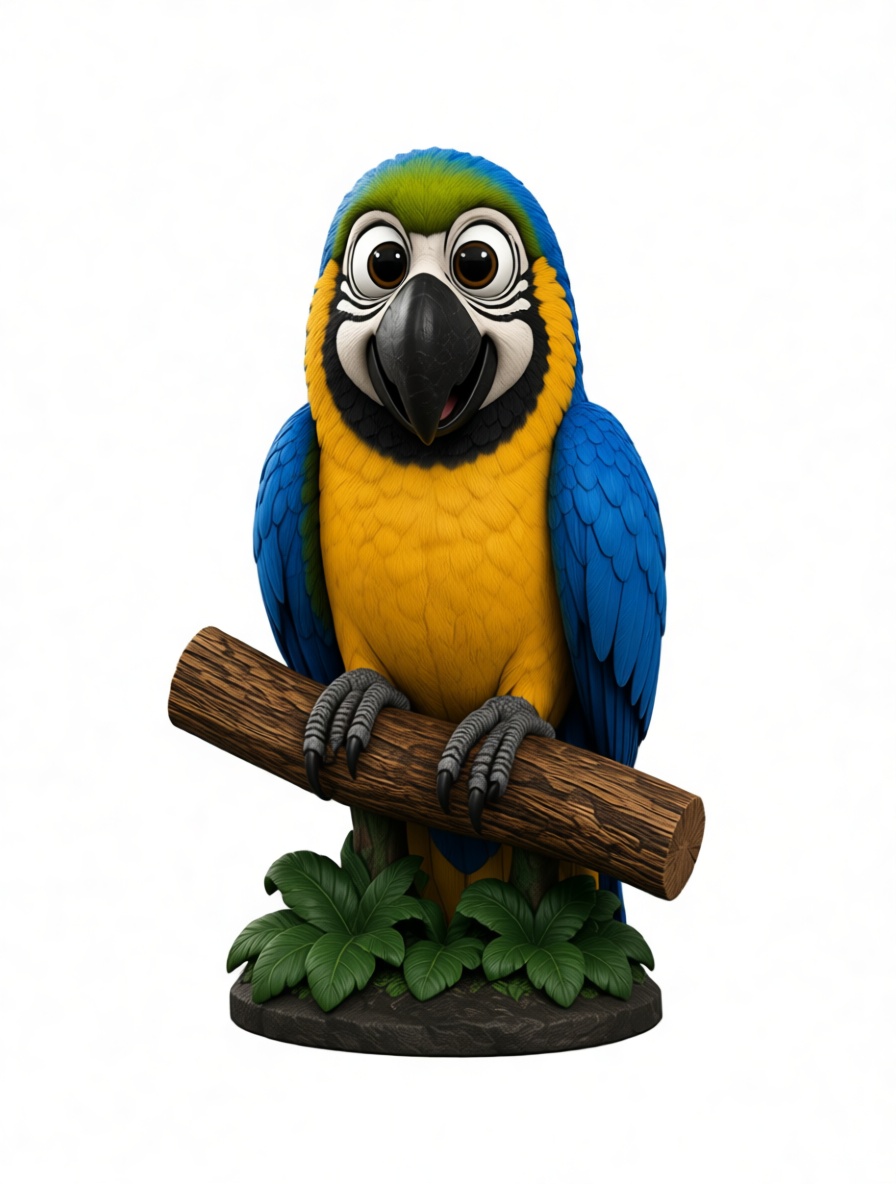 Blue-and-Yellow Macaw Figurine free 3D printable STL