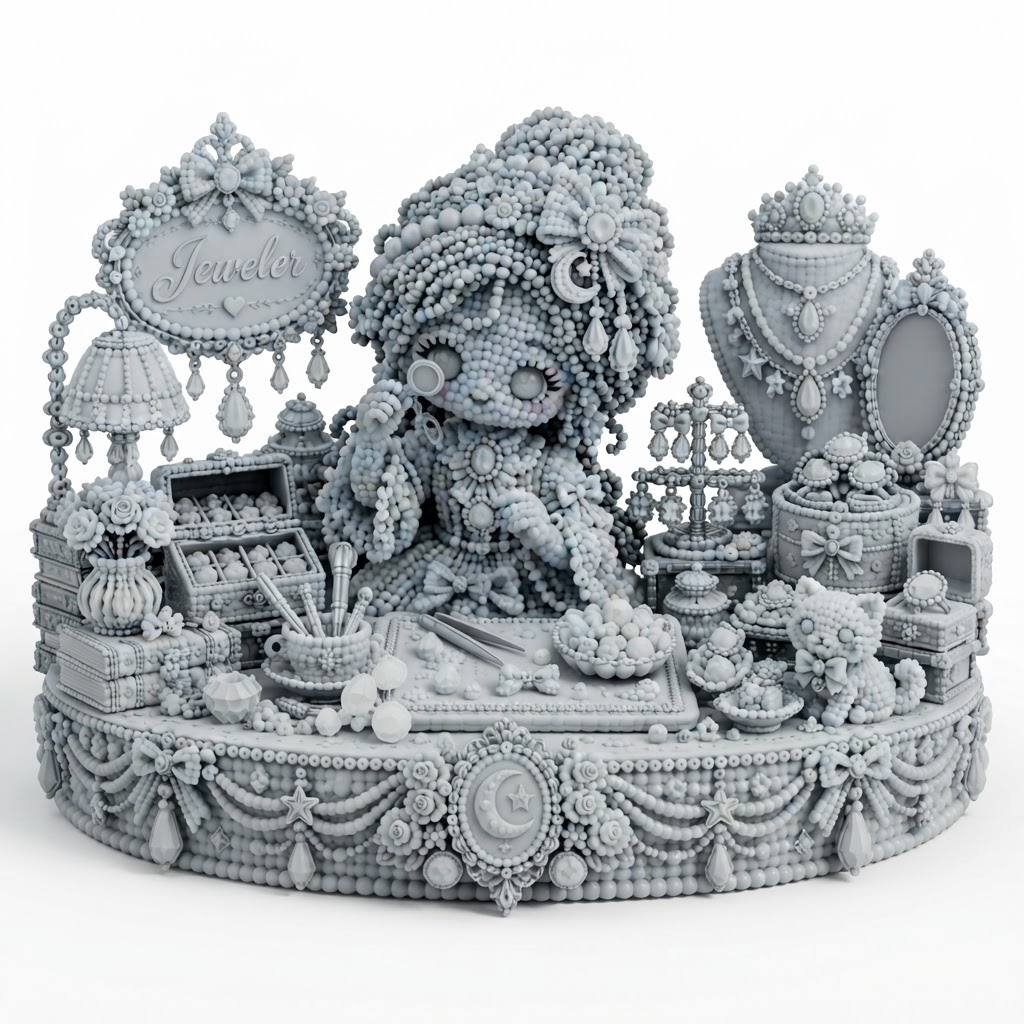 Jeweler Girl Figurine free 3D printable STL
