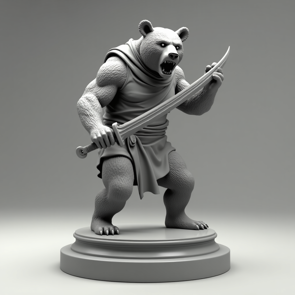 Fierce Warrior Bear free 3D printable STL