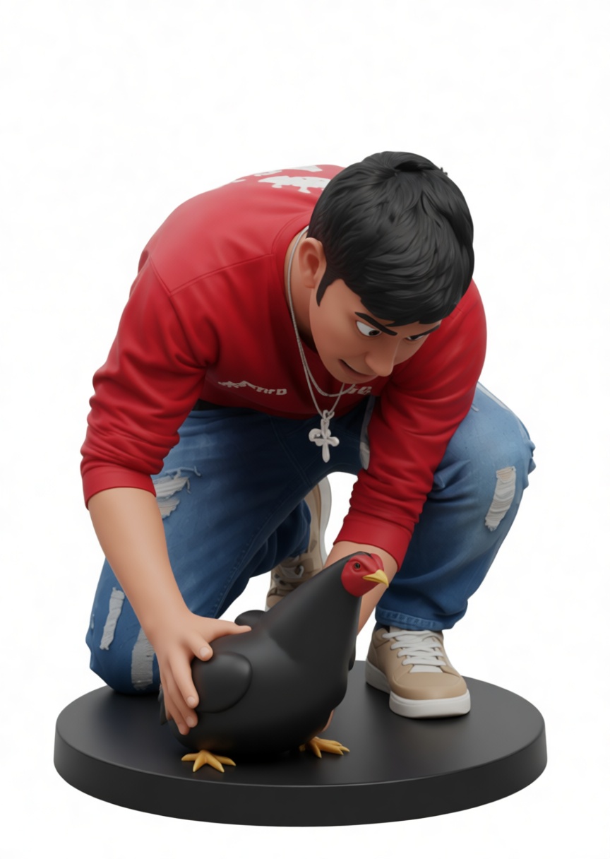 Boy with Chicken Figurine free 3D printable STL