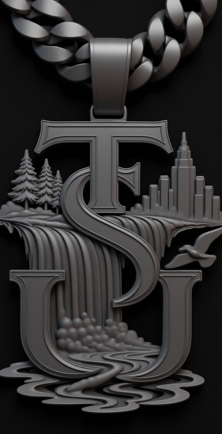 TSU Waterfall Pendant free 3D printable STL