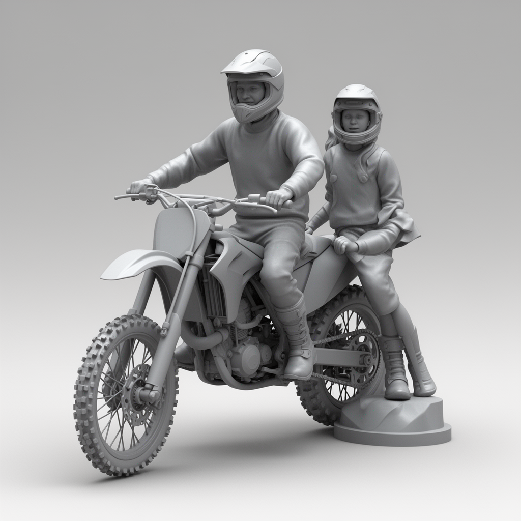 Father Daughter Motocross Figurine free 3D printable STL