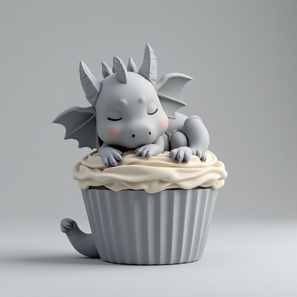 Sleeping Cupcake Dragon Figurine free 3D printable STL