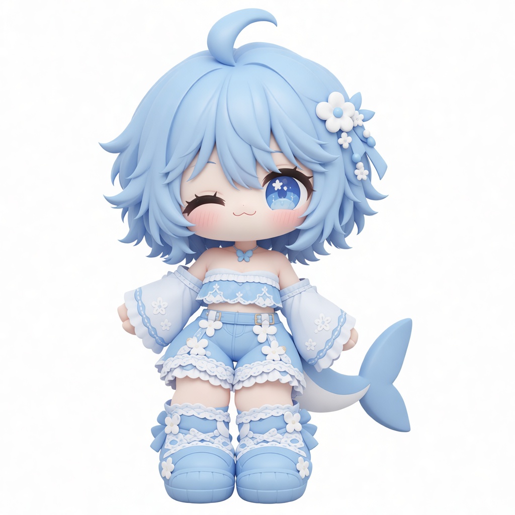 Blue Shark Girl Figurine free 3D printable STL