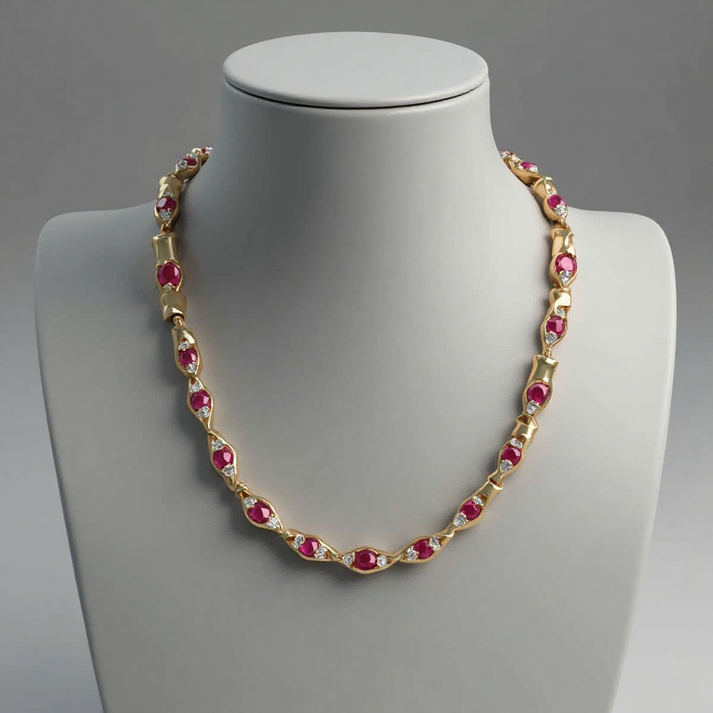 18K Gold Ruby Necklace free 3D printable STL