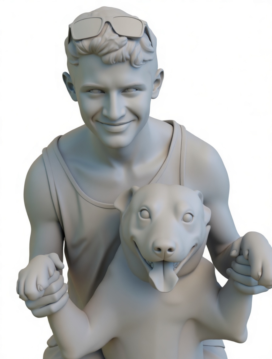 Boy with Dog Figurine free 3D printable STL