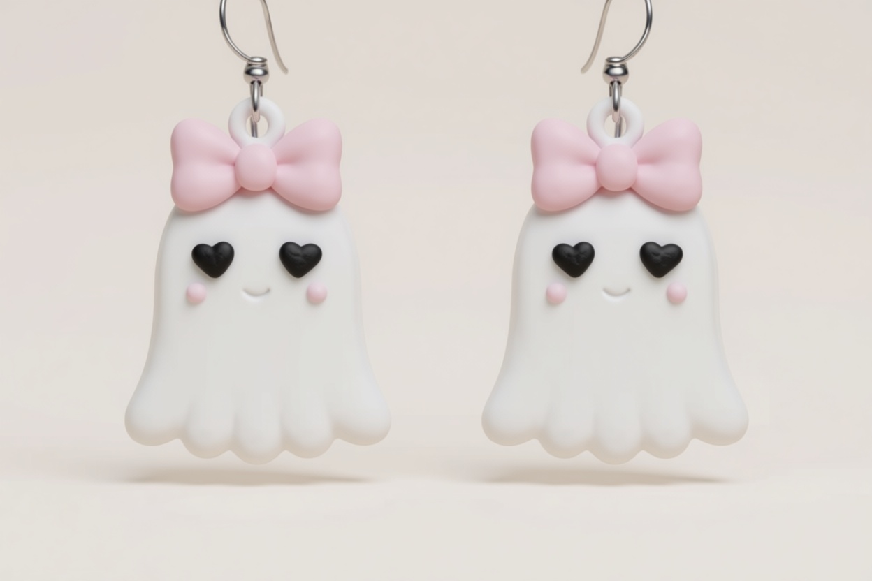 Cute Ghost Earrings free 3D printable STL