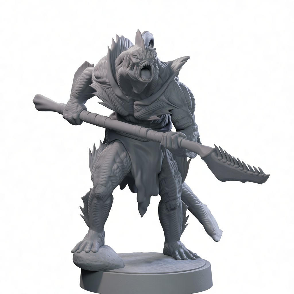 Lizardfolk Warrior Figurine free 3D printable STL