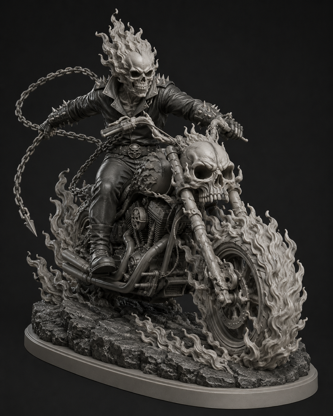 Ghost Rider Motorcycle Statue free 3D printable STL