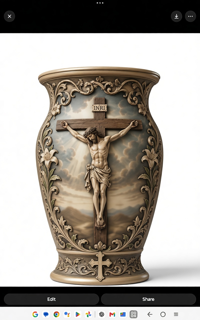 Crucifixion Vase Sculpture free 3D printable STL