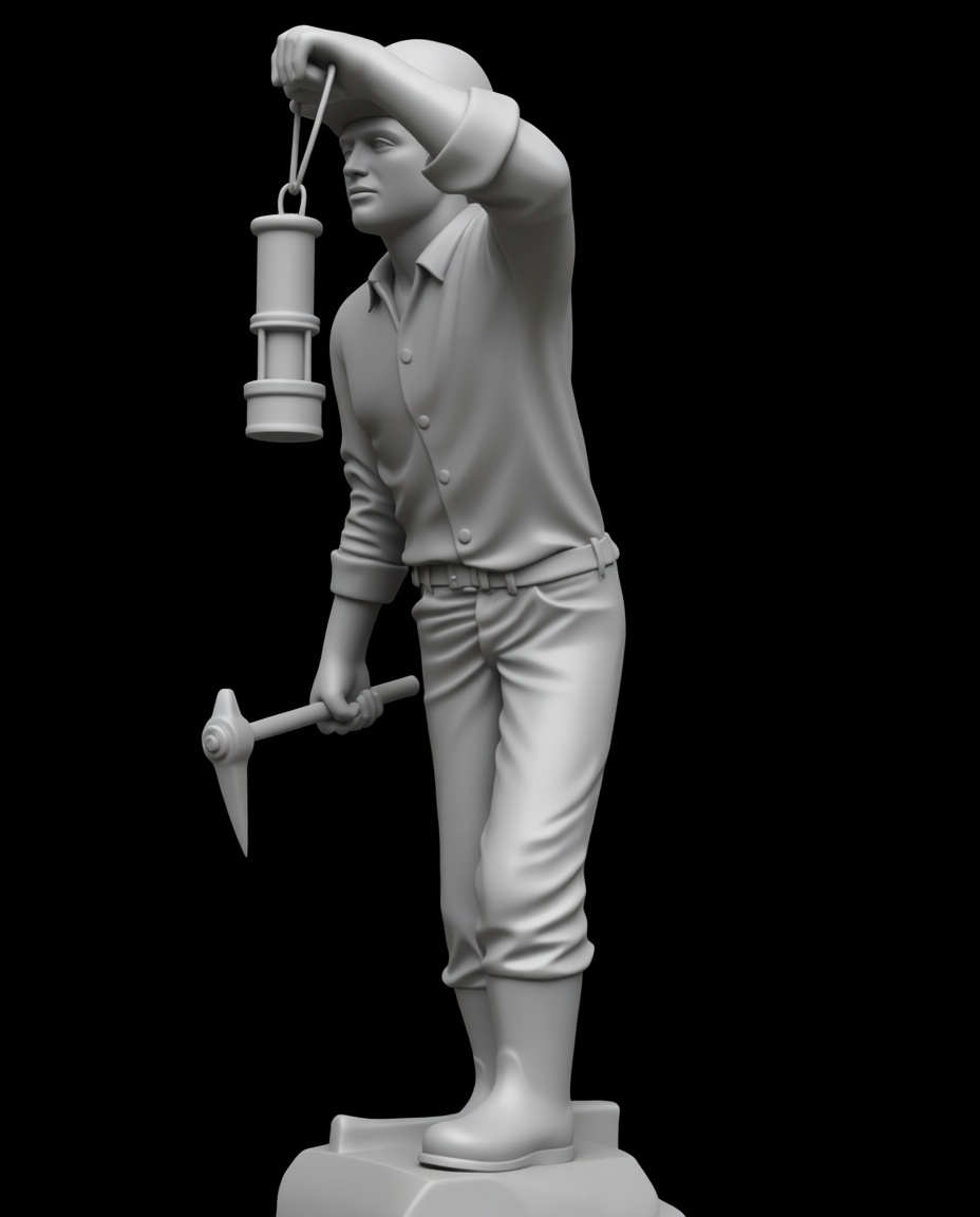 Miner Figurine with Lantern free 3D printable STL