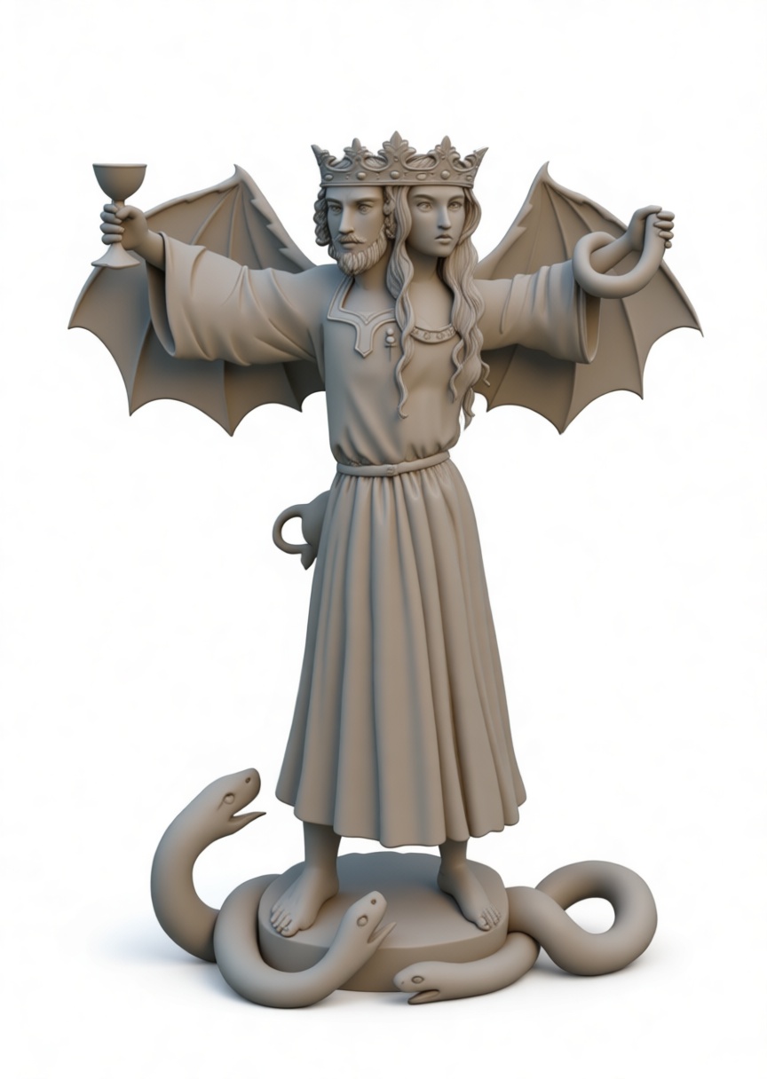 Androgynous Dual-Headed Figure Statue free 3D printable STL