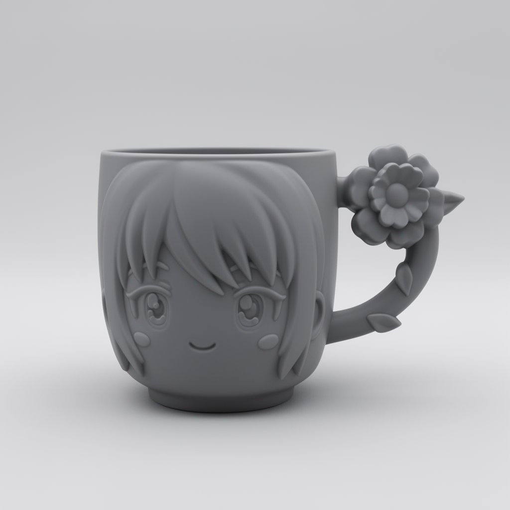 Anime Face Flower Cup free 3D printable STL